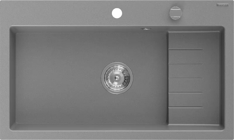 Mexen Omar chiuvetă de bucătărie granit 1-cameră 800 x 480 mm, gri, sifon crom - 6520801005-71