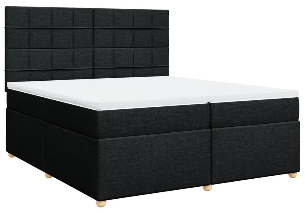 3291389 vidaXL Pat box spring cu saltea, negru, 200x200 cm, textil