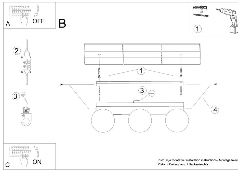 Plafonieră albă cu abajur din sticlă ø 12 cm Umerta – Sollux