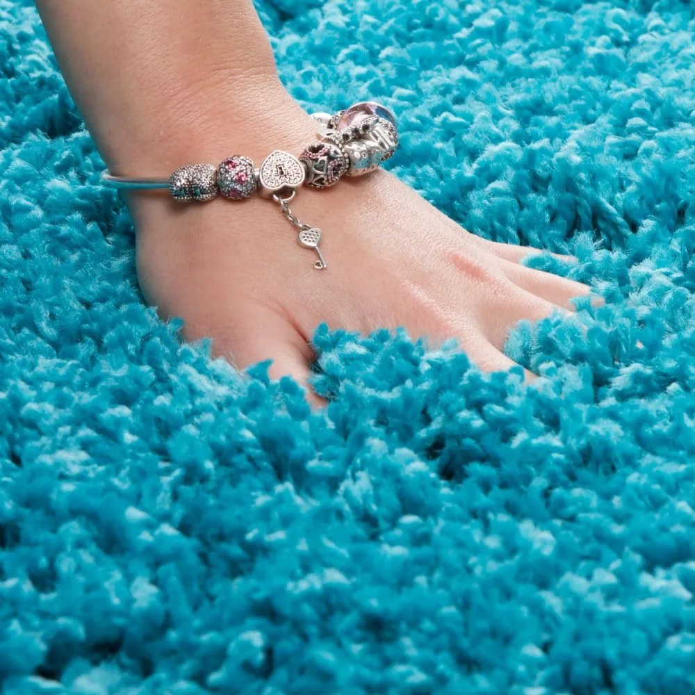 Covor elegant turcoaz închis, cu fire mai înalte Lăţime: 60 cm | Lungime: 100 cm