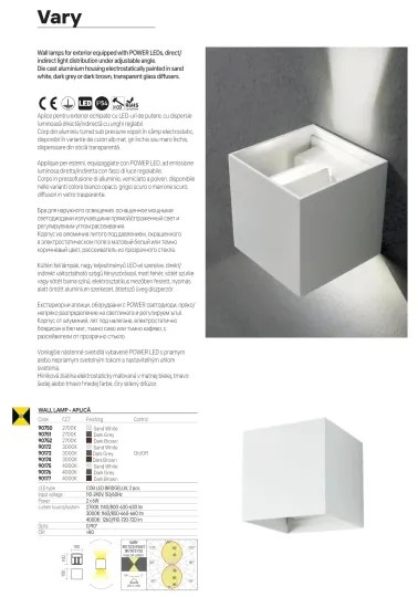 Redo 90298 - Aplică LED de exterior VARY, 2x LED de 10 W, 230 V, 3000 K, IP54, maro