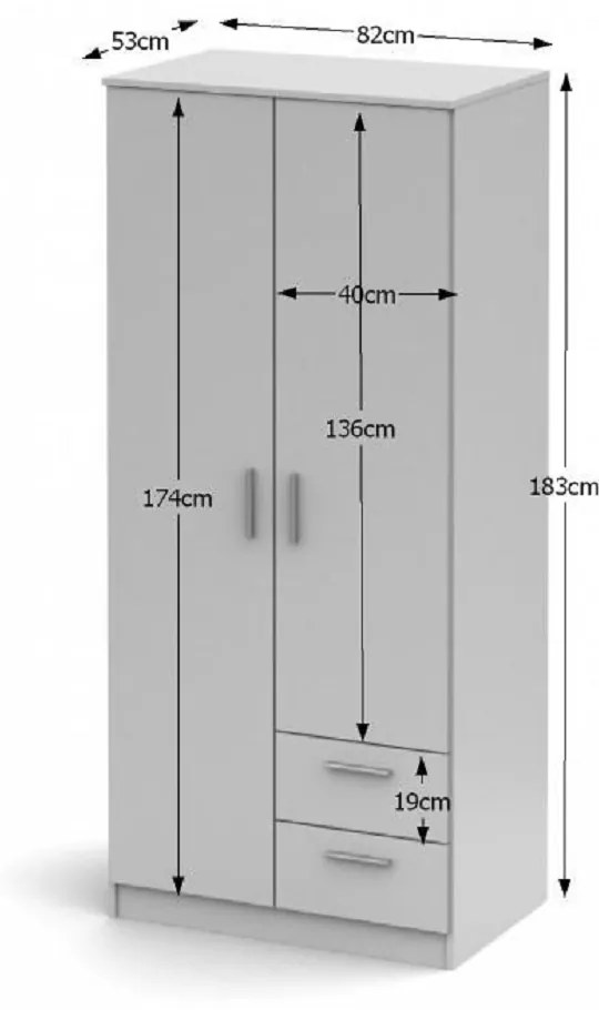 Dulap cu doua usi, alb, NOKO-SINGA 81