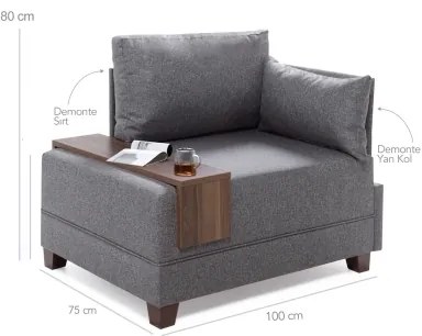 Fotoliu de colț TULA, bej, pe partea dreaptă