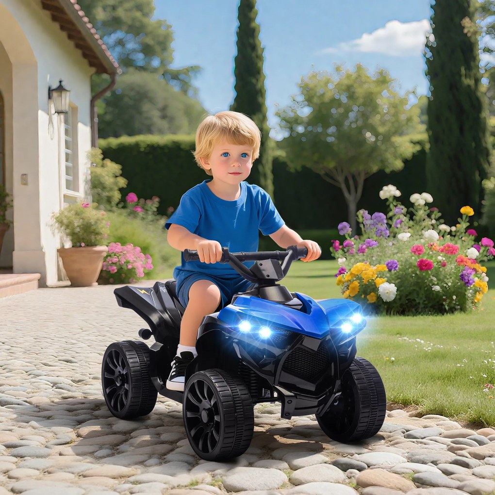AIYAPLAY ATV pentru Copii 6V, Mașinuță Electrică cu 4 Roți cu Muzică și Faruri LED, pentru Vârstele 3-8 Ani Băieți și Fete, Albastru | Aosom Romania