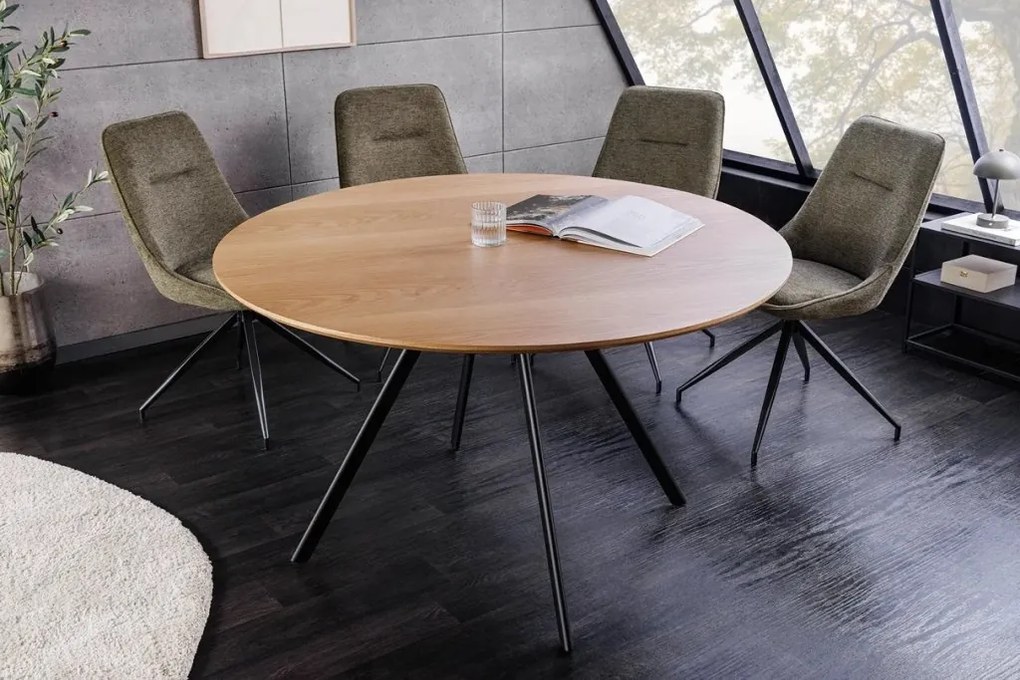 Masa rotunda cu furnir de stejar ATELIER 120cm