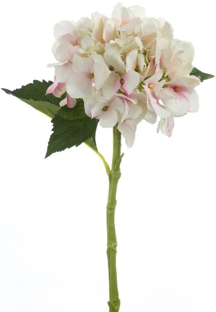 Floare artificiala hortensie Bella, Fibre artificiale, Crem Roz, 48 cm