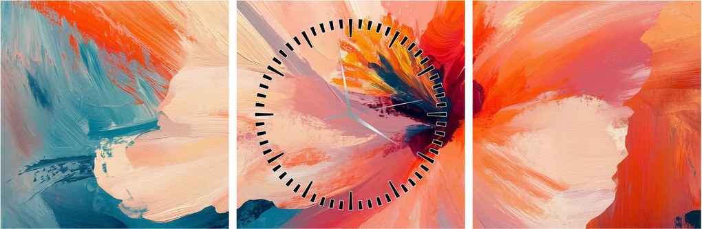Tablou - Floare pictată (cu ceas) (90x30 cm)
