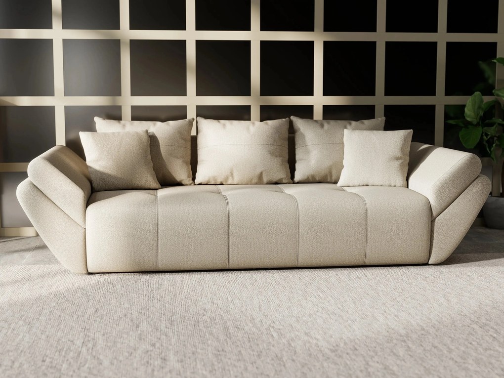 Canapea extensibilă dumonde cu ladă de depozitare si sezut confortabil din spuma high-density, Berlin Enjoy Camel 250x100 cm