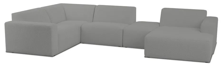 Colțar gri cu tapițerie din stofă bouclé (în formă de "U") Roxy – Scandic