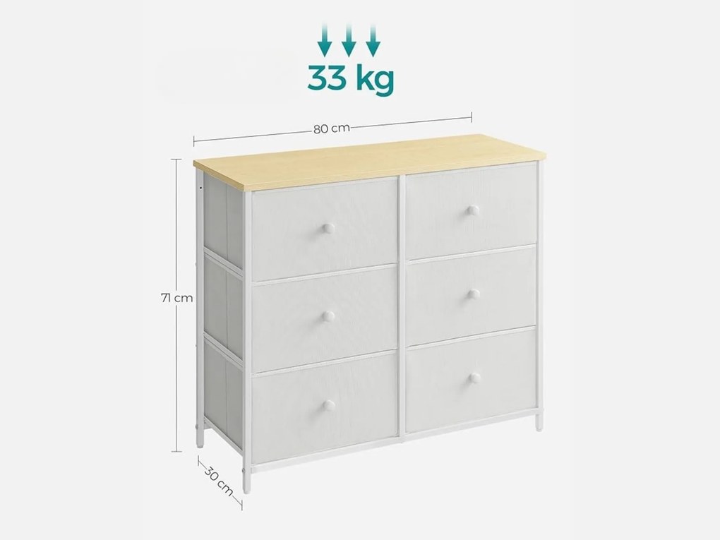 Comoda cu sertare HESTO 80x71 cm, alba/gri