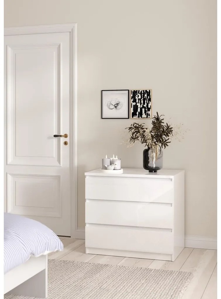 Comodă Simplicity 77 x 50 x 70 cm, alb lucios