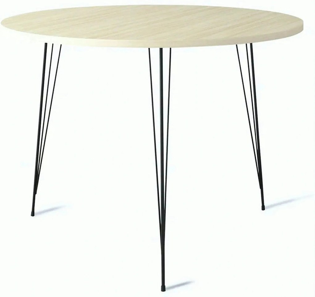 Masa SANDALF, stejar/negru, PAL melaminat/metal, 90x90x75 cm