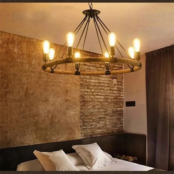 Lustră pe lanț ROPE ARTHUR 8xE27/20W/230V