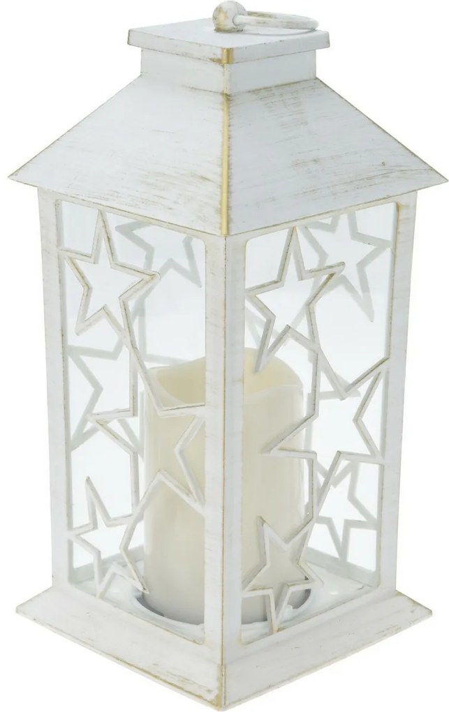 Felinar cu lumânare LED Trifle Star alb, 14 x 28cm