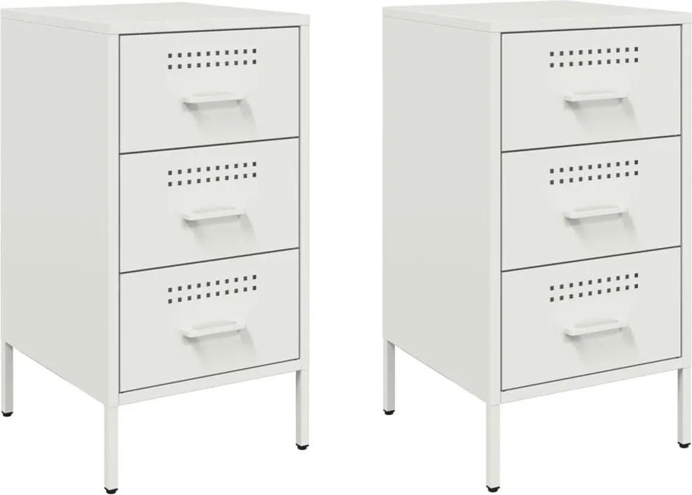 vidaXL Noptiere, 2 buc., alb, 36x39x68 cm, oțel