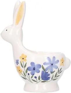 Suport pentru ou din ceramică Bunny 8 cm - Alb/Galben/Gri