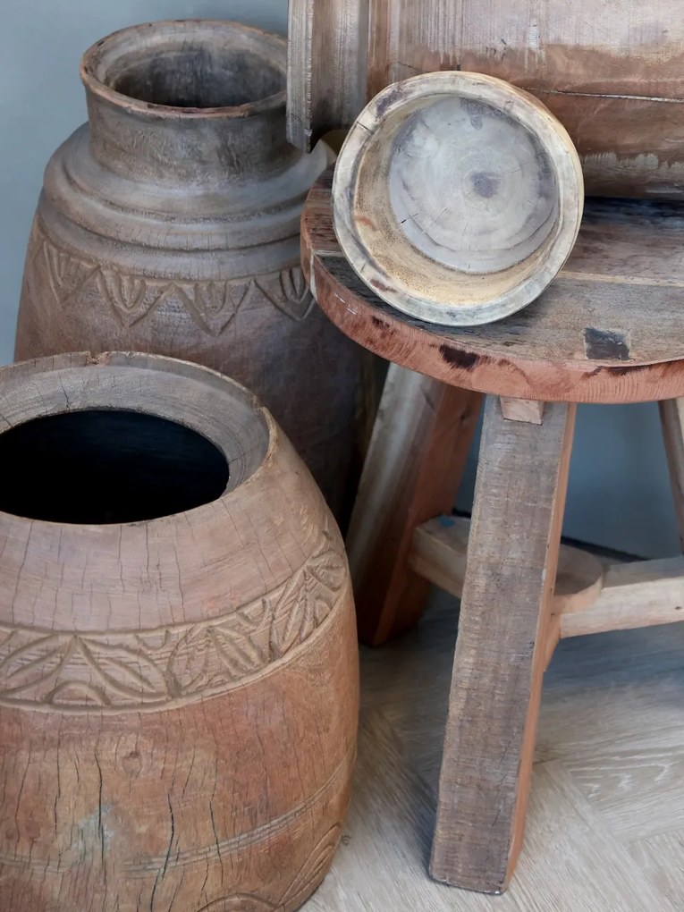 Vas decorativ din lemn reciclat ,H42 cm, Grimaud