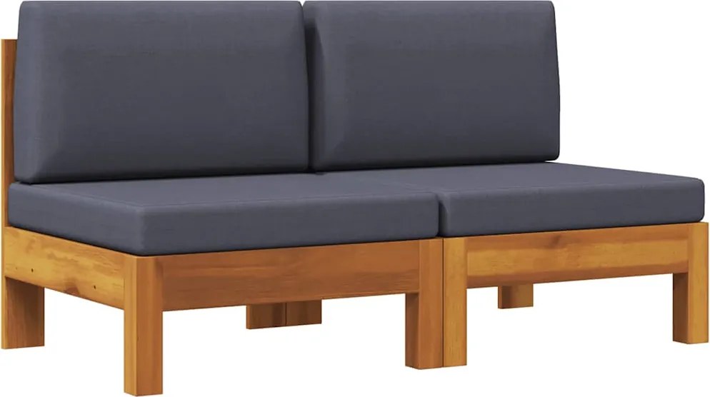 vidaXL Canapele de mijloc, perne gri închis, 2 buc. lemn masiv acacia