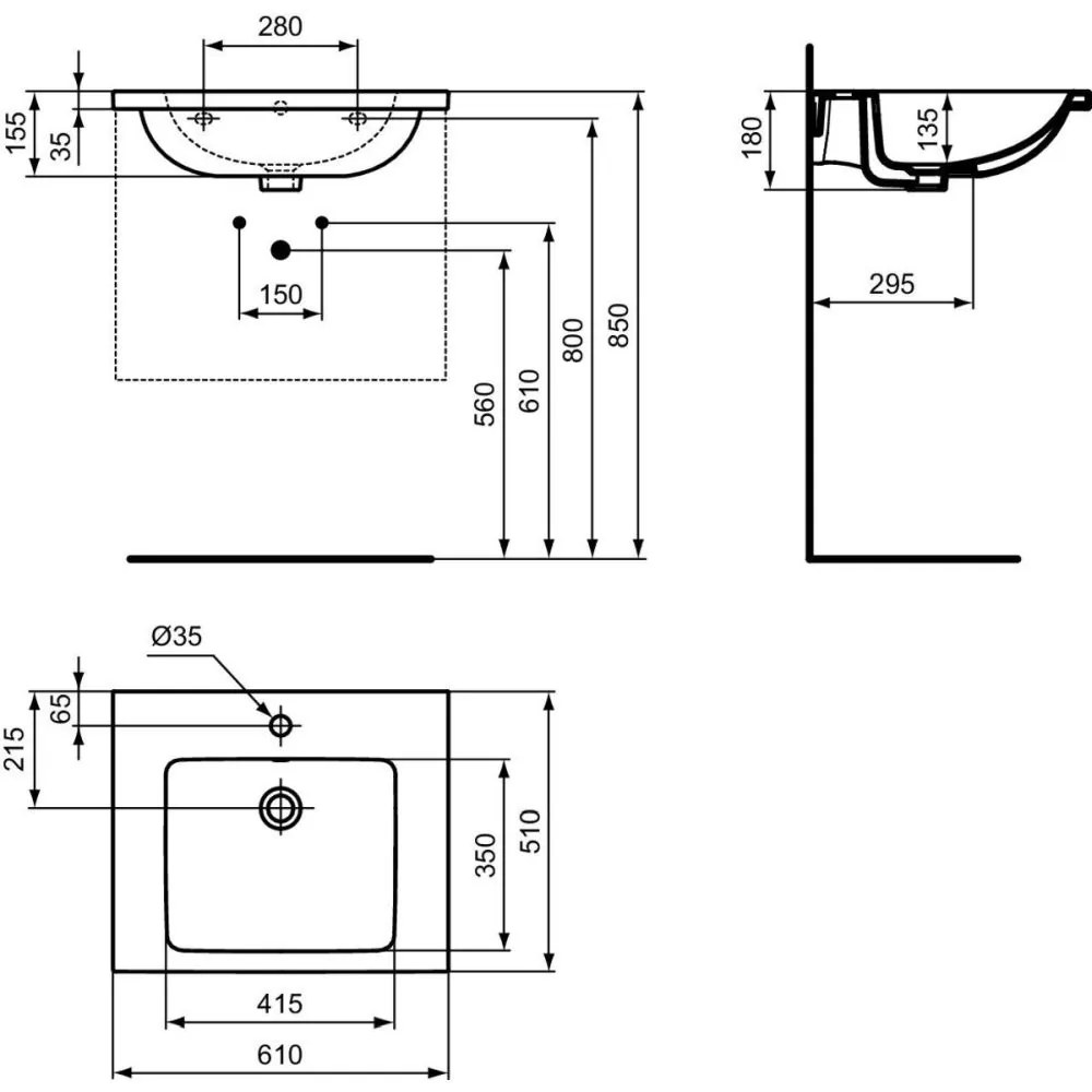 Set dulap baie suspendat gri Ideal Standard i.Life S cu lavoar inclus 60 cm gri si maner crom