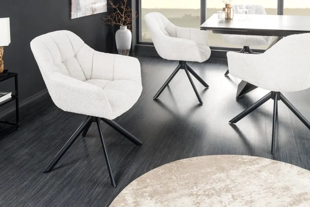 Set 2 scaune pivotante Papillon, boucle alb