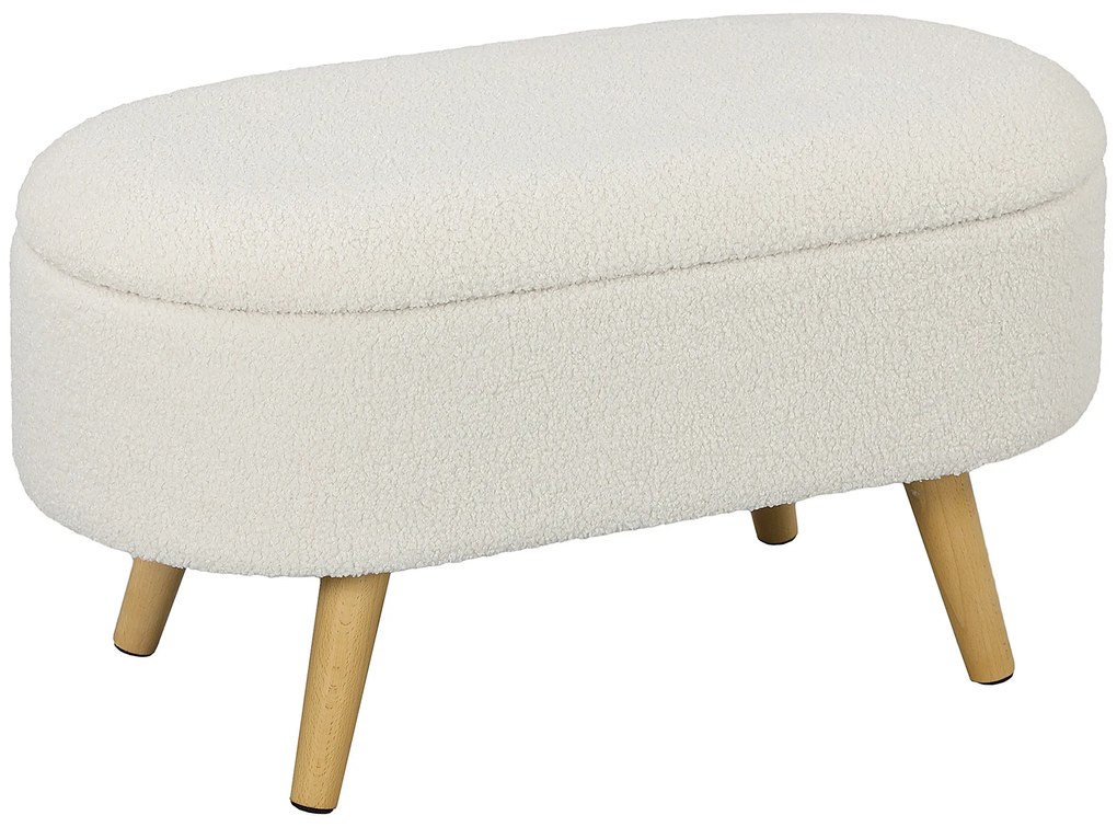 HOMCOM Bancă de ședere cu Depozitare și Lock, Scăun pentru Hall, Sufragerie, Dormitor, Brad, Catifea, Alb | Aosom Romania