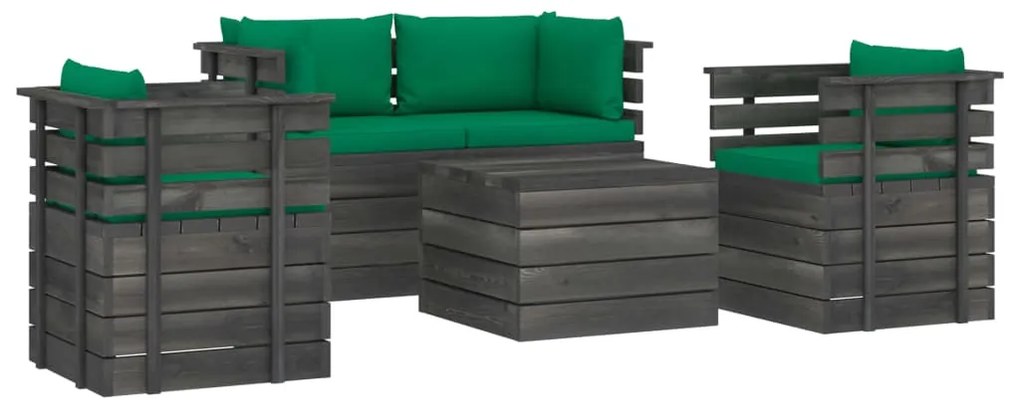 3061820 vidaXL Set mobilier grădină paleți cu perne 5 piese lemn masiv pin