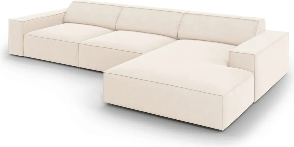 Coltar dreapta 4 locuri, Jodie, Micadoni Home, BL, 284x166x70 cm, catifea, bej deschis