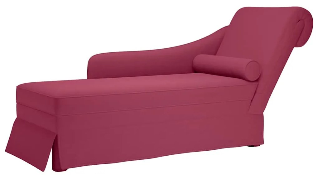 vidaXL Șezlong cu șezlong și cotieră dreaptă Wine Red Velvet