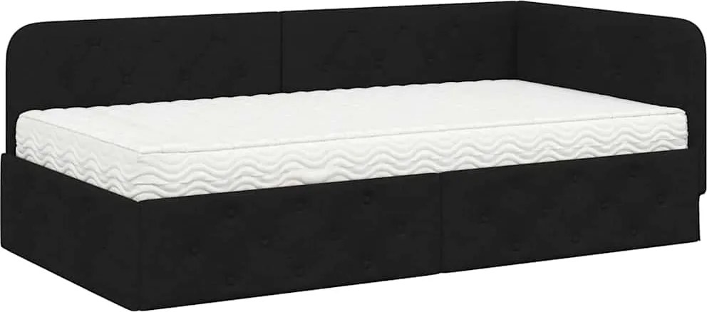 vidaXL Cadru de pat colțar Negru 90 x 200 cm țesătură