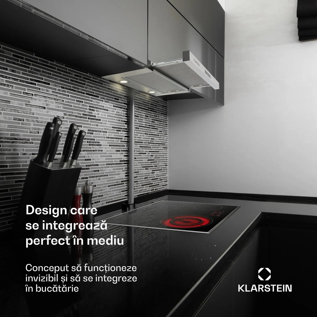 Klarstein Vinea, hotă incorporabilă, construcție plată, 60 cm, argintiu