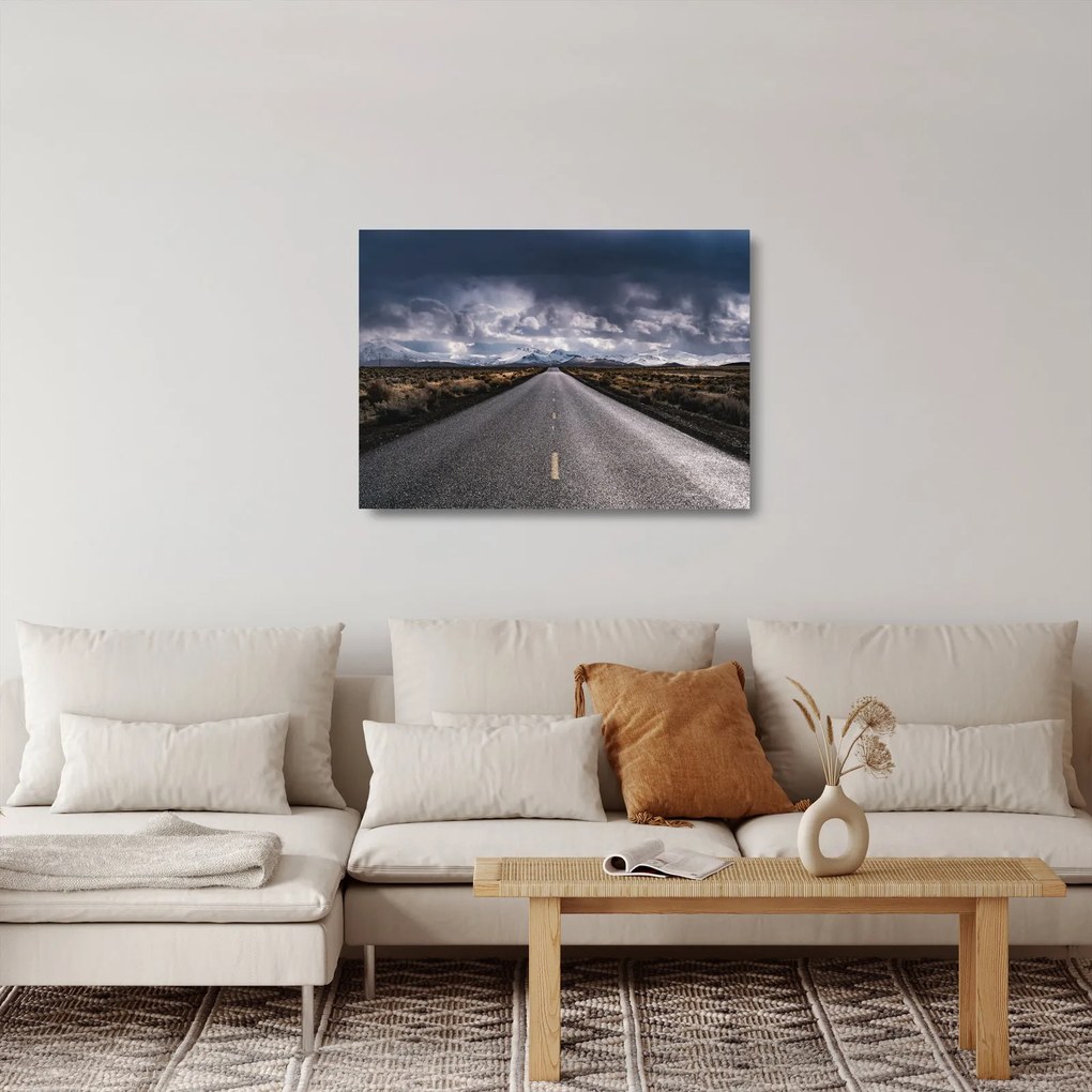 Tablou pe sticlă drumului în deșert (70x50 cm)
