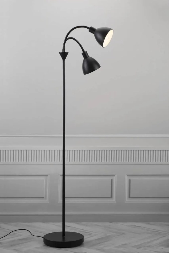 Lampadar modern cu 2 brate flexibile Ray negru 63224003 NL