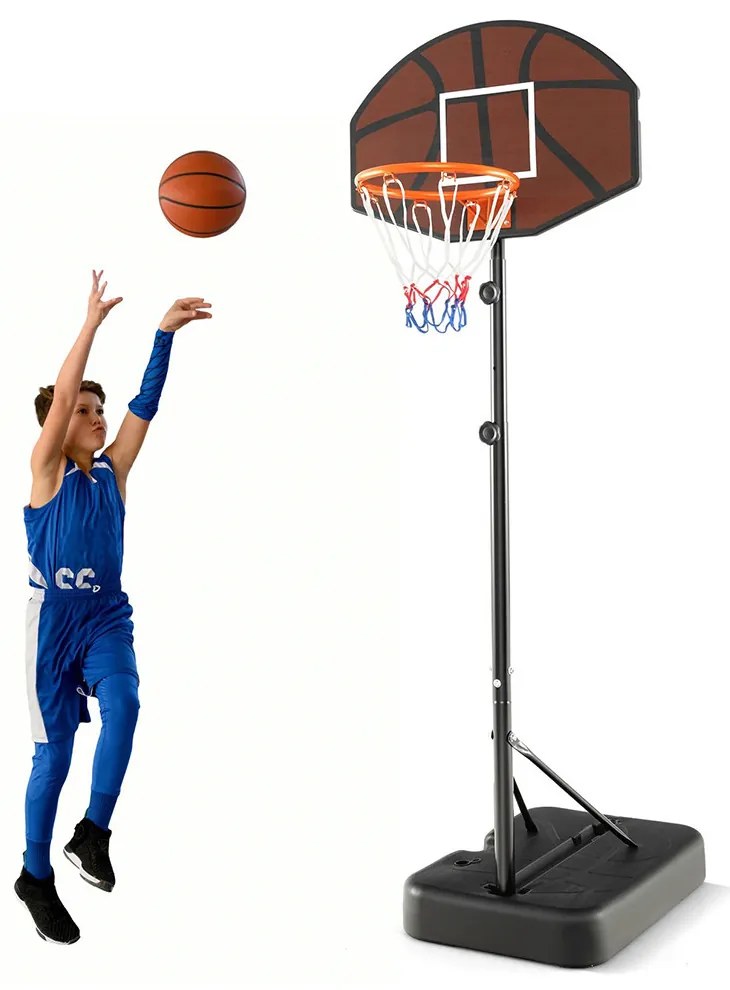 Coș de baschet reglabil pe înălțime pentru copii, maro