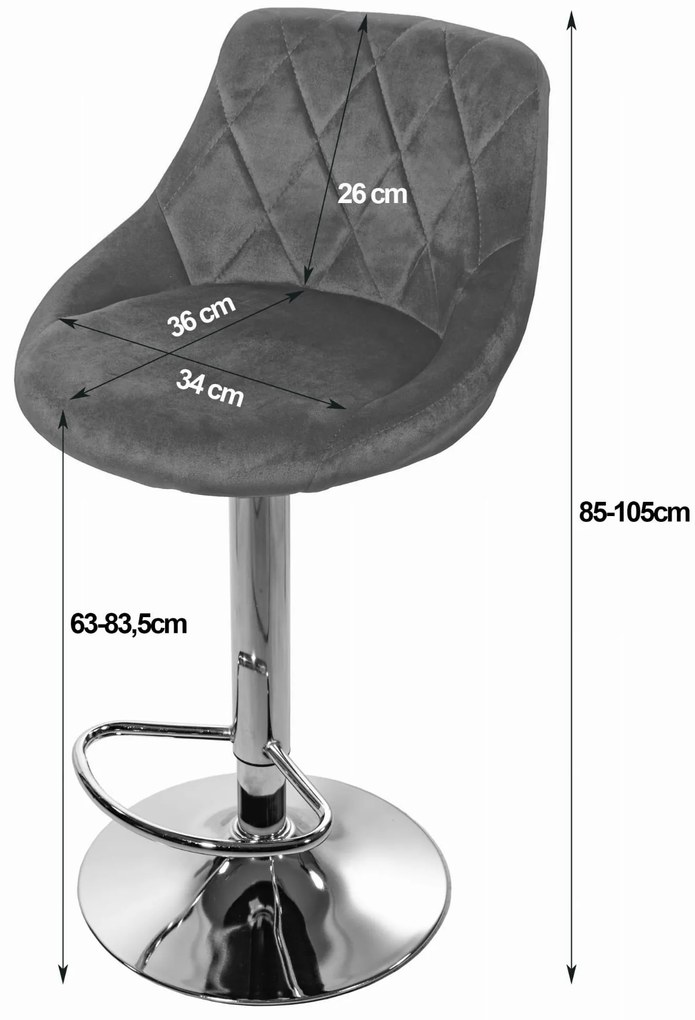 OFERTA Scaun de bar gri VELVET KAST II. calitate