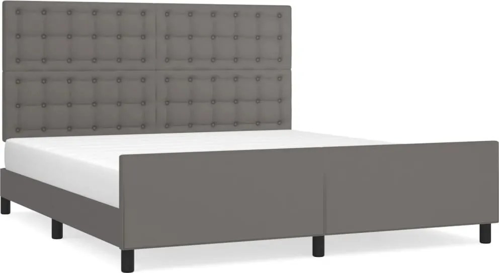 vidaXL Cadru de pat cu tăblie, gri, 160x200 cm, piele ecologică