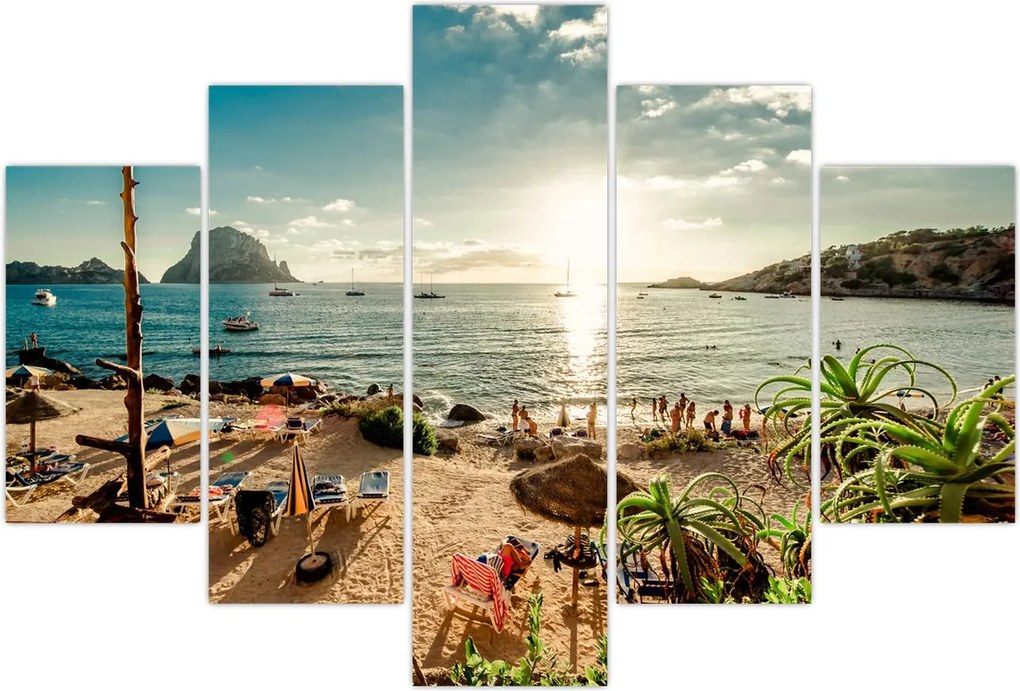 Tablou - Plajă cu oameni (150x105 cm)