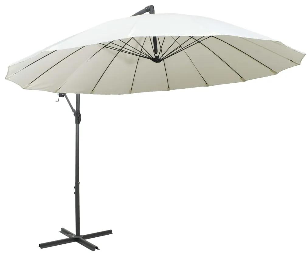 Umbrela de soare suspendata, alb, 3 m, stalp de aluminiu Alb