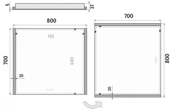 Oglindă LED retroiluminată pentru baie NIMCO ZP 11003 6500K 70x80 cm IP44