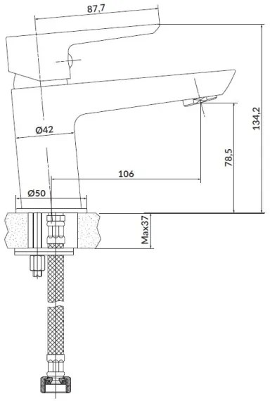 Set de duș cu baterie + baterie de lavoar Cersanit S952-004 MILLE crom lucios