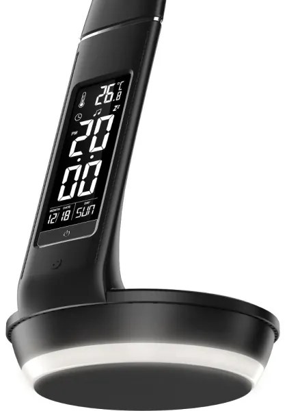 Lampă LED dimabilă cu funcție de încărcare fără fir Qi 5W și afișaj Retlux LED/6W/230V 3000/4000/6000K negru