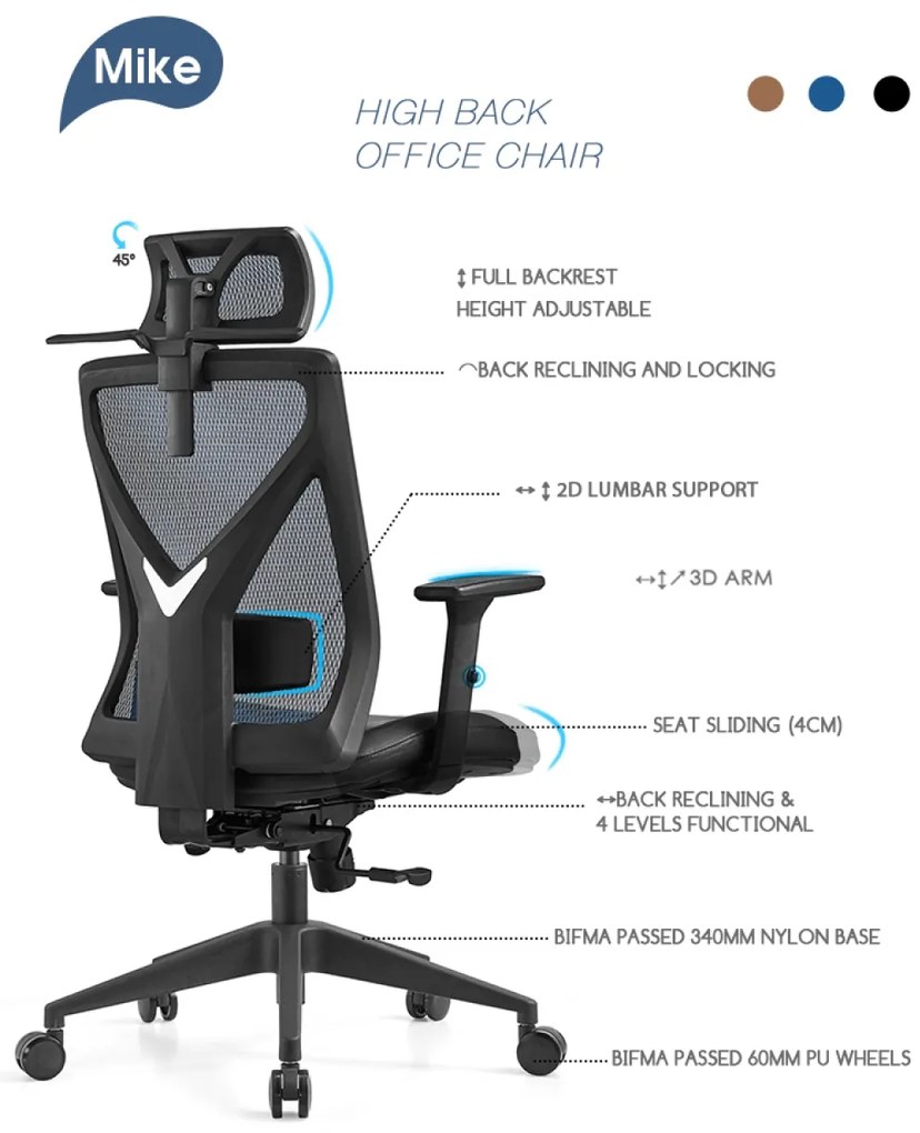 RESIGILAT-Scaun de birou ergonomic Mike-H sezut piele