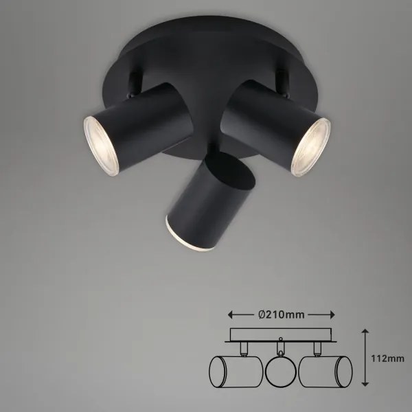 Spot pentru baie Briloner 10476229 3xGU10/5W/230V IP44 negru