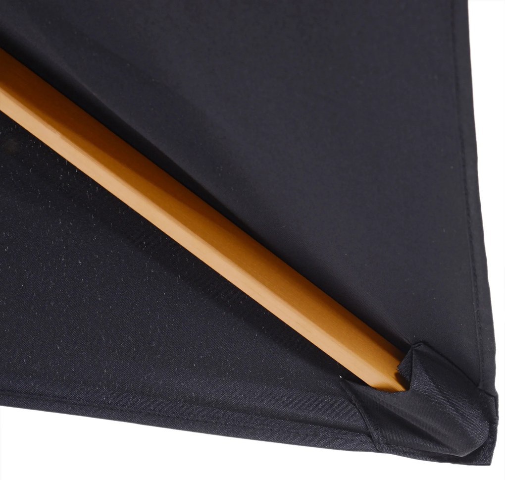 Umbrela de soare Outsunny dreptunghiulara, lemn, neagra, 2x3m | Aosom RO