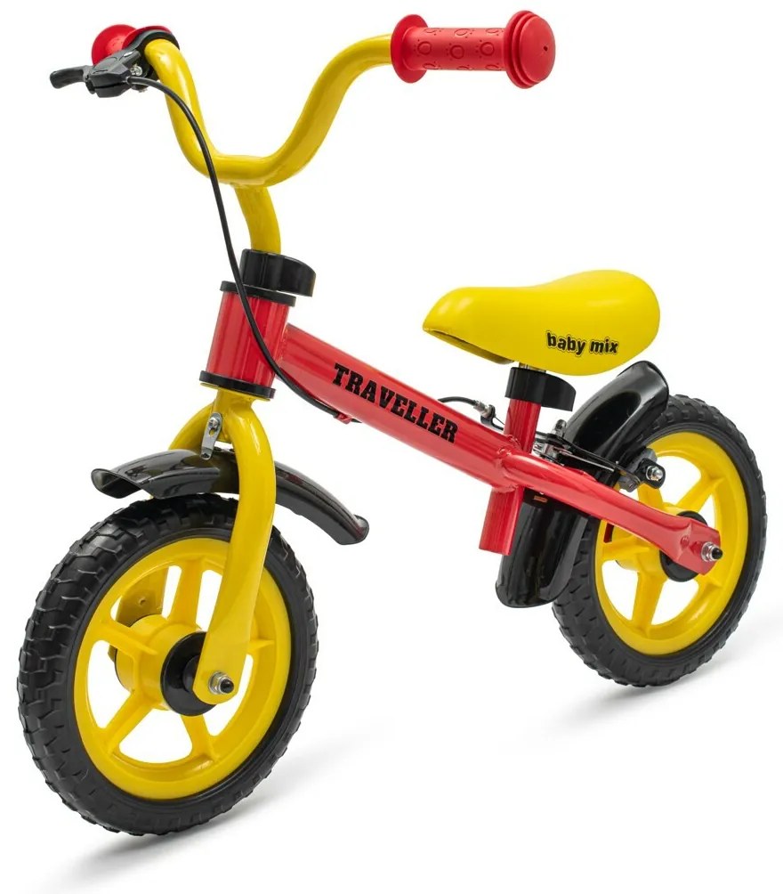 Bicicletă de echilibru Baby Mix pentru copii cufrână Traveller , roșu