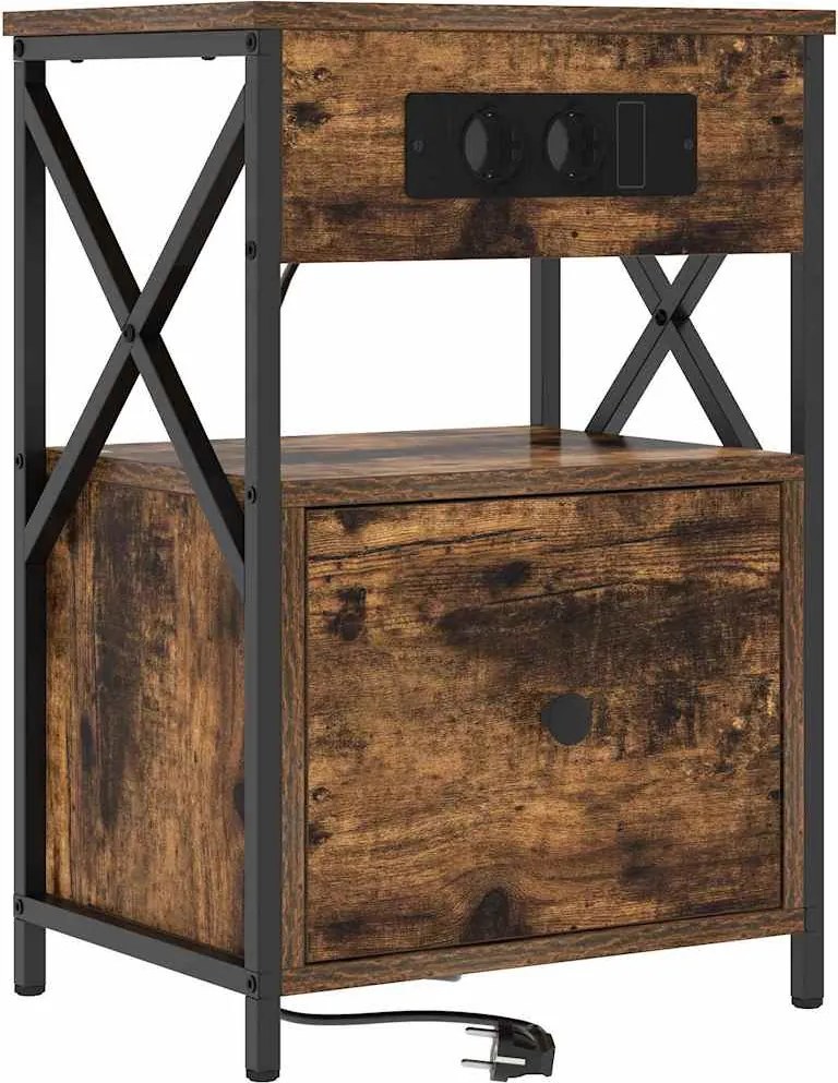 vidaXL Dulap de noapte Stejar fumuriu 40 x 31 x 60 cm Lemn compozit