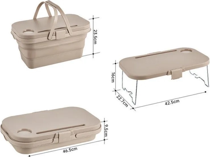 Cos de picnic pliabil TRIGO 3in1, gri