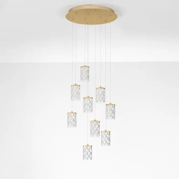 Lustra aurie cu 9 pendule LED PHOS