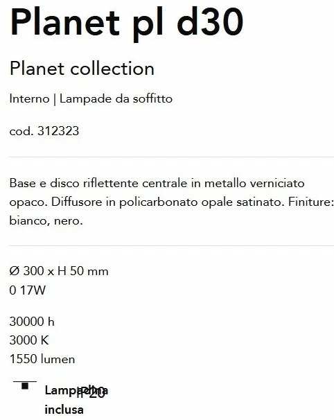 Plafoniera LED design circular Planet pl d30 alba