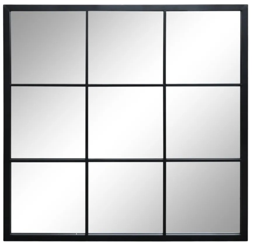 Oglindă pătrată de perete, din metal, finisaj negru antichizat, Factory