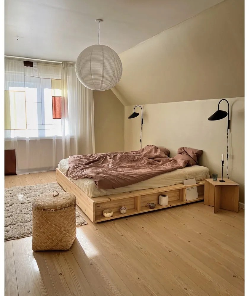 Pat matrimonial din lemn masiv de pin cu somieră 140x200 cm Ziggy – Karup Design